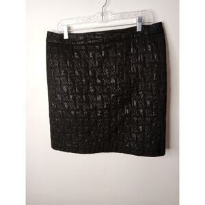 Worthington Skirt Size 14 Black Geometric Knee Length Lined Slit